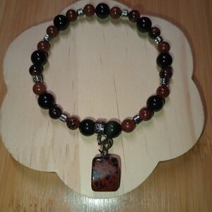 Chunky Crystal Pendant Beaded Bracelet Handmade Handcrafted Witchcrafted